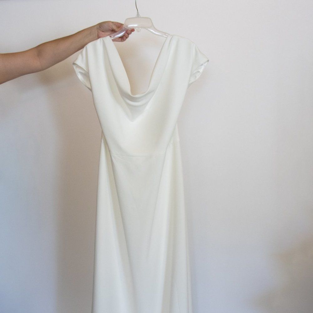 Amsale Corinne Ivory Crepe Bridal/Bridesmaid Gown - Size 16